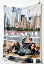 Coach NYC Skyline Print Flannel Fleece Throw Blanket C075